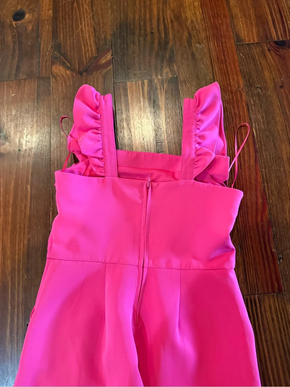 GB girls Bright Hot Pink Ruffle-Strap Wide-Leg Jumpsuit